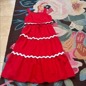 2 piece red/white skirt and top